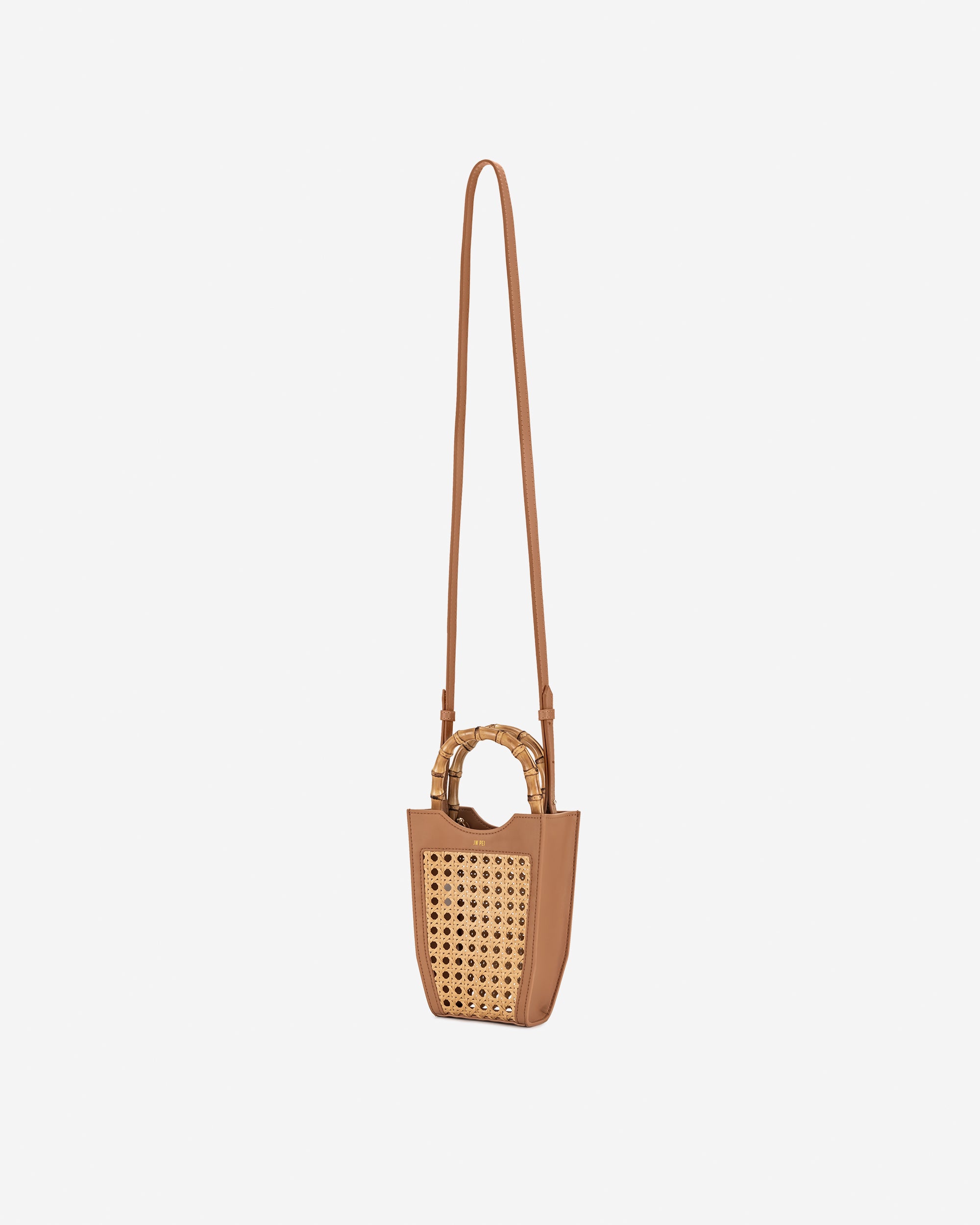 Brown JW PEI Fei Faux Bamboo Woven Women's Phone Bag | GV2963450