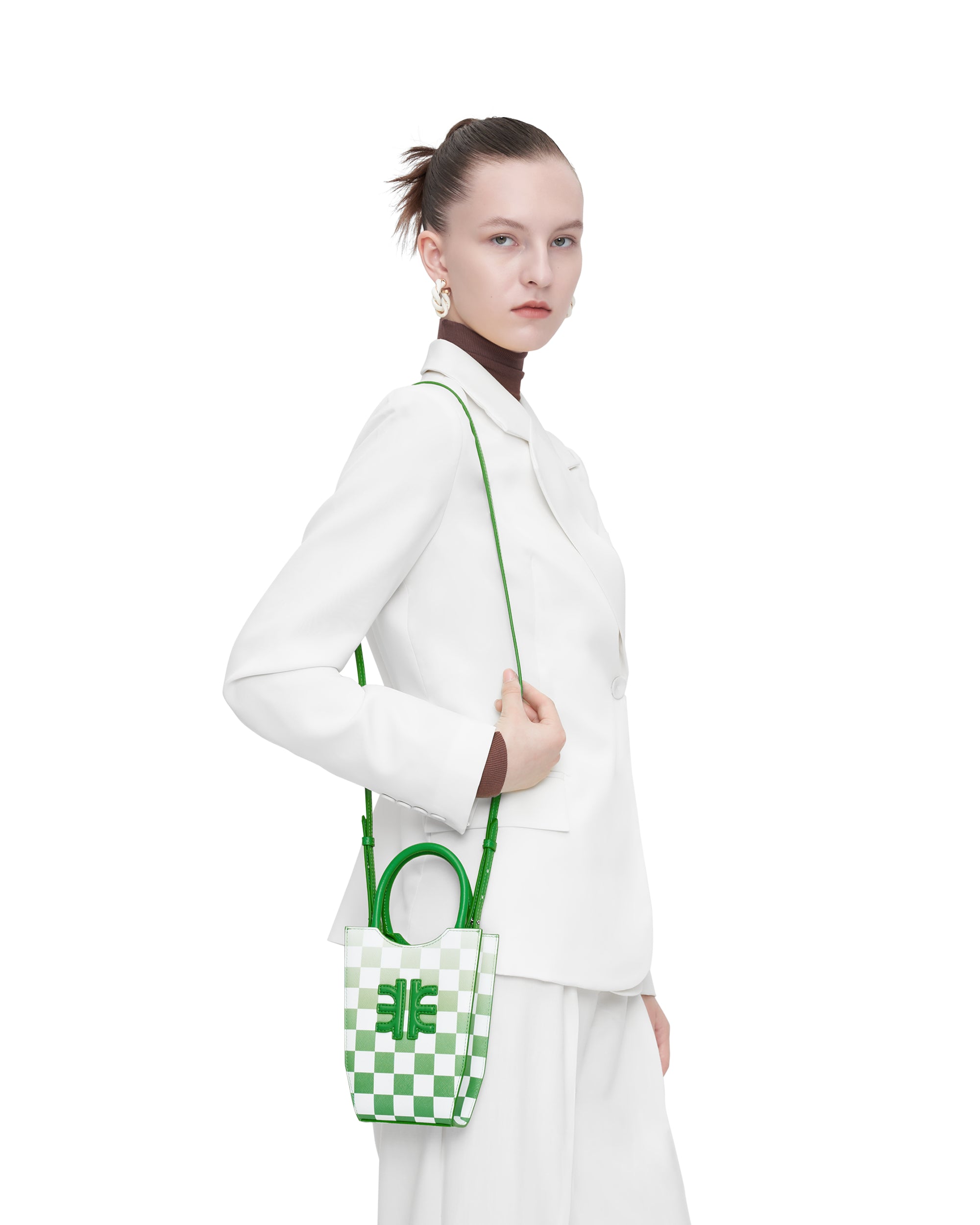 Green JW PEI Fei Gradient Checkerboard Women's Tote Bags | LA4729185